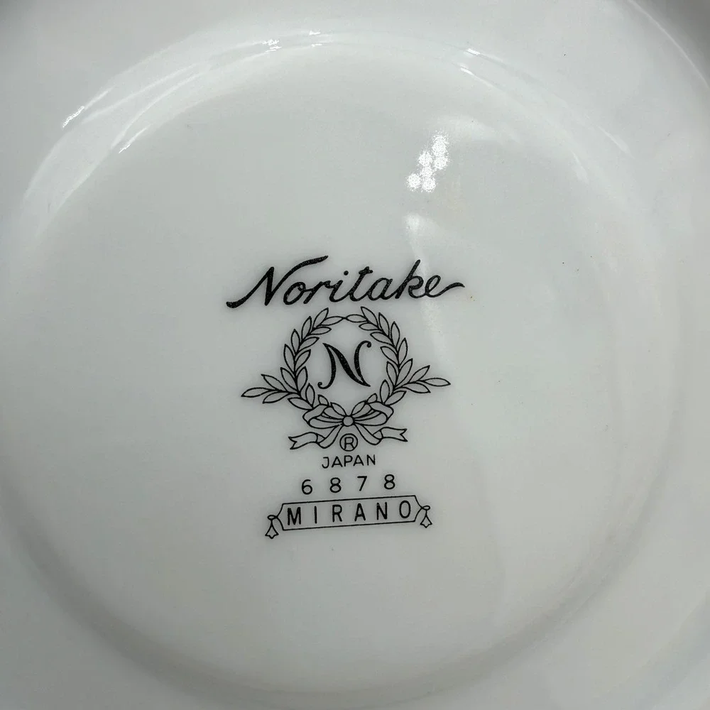 Noritake Mirano 6878 Saucer Set Black Floral Japan Vintage 6